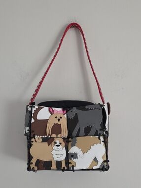 MICHAEL SIMON | leather patchwork dog purse featuring various dog designs
